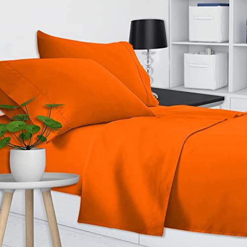 J Bettlaken für Einzelbett, 100 % Baumwolle, Bettwäsche-Set für Einzelbett und Kissenbezüge, hergestellt in Italien (Orange) von J