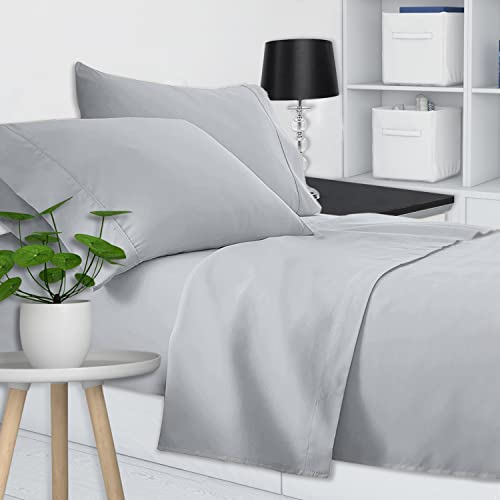 J Bettlaken für Einzelbett, 100 % Baumwolle, Bettwäsche-Set für Einzelbett und Kissenbezüge, hergestellt in Italien (Perlgrau) von J