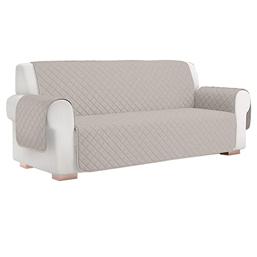J Gesteppter Sofabezug, für 2-Sitzer, universal, wendbar, hergestellt in Italien (Schlamm / Taupe) von J