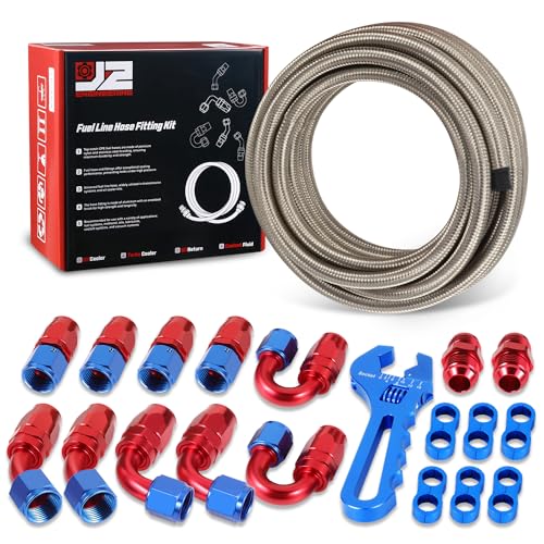 J2 Engineering 10AN J2-FLS-CPE-10-SL CPE-Kraftstoffleitung mit drehbarem Schlauch-Endstück, Adapter-Set, Edelstahl, geflochten, 1,4 cm, Silber, 1,4 cm von J2 Engineering