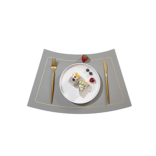 Doppelseitig Tischset Platzset Abwaschbar Leder Wasserdicht Wärmeisolierung rutschfest Schmutzabweisend Platzmatte Tischunterlagen 2-er Set (A-Grau) von J26