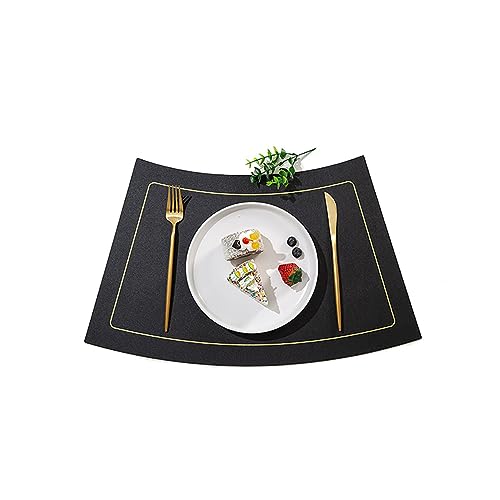 Doppelseitig Tischset Platzset Abwaschbar Leder Wasserdicht Wärmeisolierung rutschfest Schmutzabweisend Platzmatte Tischunterlagen 2-er Set (A-Schwarz) von J26