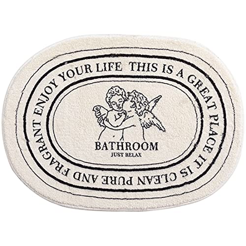 J26 Badematte antirutsch oval Fußmatte Form Badezimmermatte rutschfest Duschmatte schnelltrocknend Küchenmatte Badezimmer Teppich Matte (50 x 80 cm, Engel) von J26