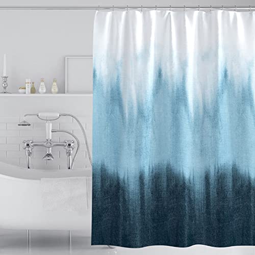 J26 Duschvorhang waschbar Vorhang Digitaldruck inkl. Vorhangringe Anti Schimmel Badezimmer Badewanne 240 x 200 cm (Blau Verlauf, 240 x 200 cm) von J26