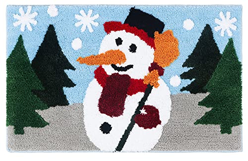 J26 Xmas Badematte Weihnachtsmann Schneemann antirutsch Fußmatte Badezimmermatte rutschfest Duschmatte schnelltrocknend Küchenmatte Badezimmer Teppich Matte (Schneemann, 45 x 65 cm) von J26
