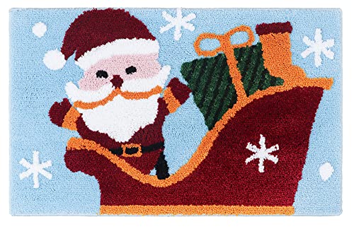 J26 Xmas Badematte Weihnachtsmann Schneemann antirutsch Fußmatte Badezimmermatte rutschfest Duschmatte schnelltrocknend Küchenmatte Badezimmer Teppich Matte (Weihnachtsmann, 45 x 65 cm) von J26