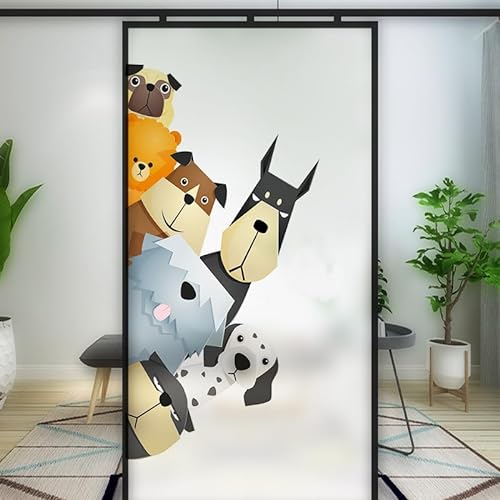 J4U Fenster-Sichtschutzfolie, mattiert, UV-blockierend, niedliche Katze, Hund, dekorative Glasfolie, Fensteraufkleber, Fensteraufkleber für Zuhause, Badezimmer, 40 x 160 cm von J4U