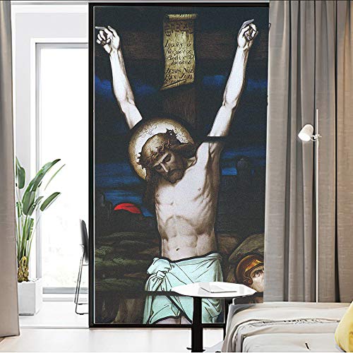 J4U Fensterfolie, Privatsphäre, Jesus, Kirche, Fensteraufkleber, kein Klebstoff, statisch, Fensteraufkleber, mattiert, für Zuhause, 45 x 180 cm von J4U