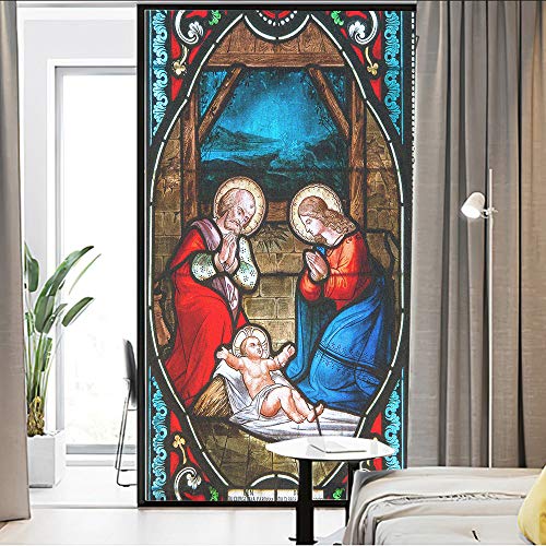 J4U Fensterfolie, Privatsphäre, Jesus, Kirche, Fensteraufkleber, kein Klebstoff, statische Fensterhaftung, mattierte Fensteraufkleber für Zuhause, 40 x 100 cm von J4U