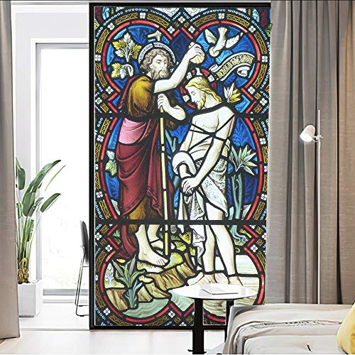 J4U Fensterfolie, Privatsphäre, Jesus, Kirche, Fensteraufkleber, kein Klebstoff, statische Fensterhaftung, mattierte Fensteraufkleber für Zuhause, 40 x 80 cm von J4U