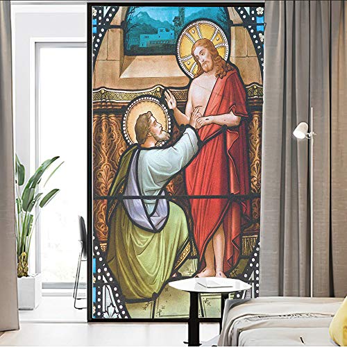 J4U Fensterfolie, Sichtschutz, Fosted Jesus, Kirche, Fensteraufkleber, kein Kleber, statisch, mattiert, Fensteraufkleber für Zuhause, 88 x 180 cm von J4U