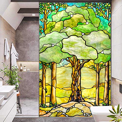 J4U Fensterfolie Sichtschutz Baum des Lebens Dekorativer Fensteraufkleber kein Kleber Statisch Fensteraufkleber Fensteraufkleber Fensterabdeckung für Zuhause/Büro 40 x 100 cm von J4U