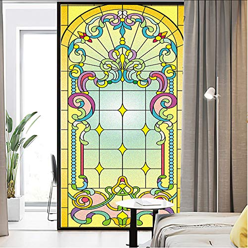 J4U Sichtschutz-Fensterfolie, Kirchenstil, Buntglas, dekorativer Fensteraufkleber, kein Klebstoff, statische Fensterhaftung, UV-blockiert, Fensteraufkleber, Fensterabdeckung für Zuhause, 60 x 200 cm J4U Sichtschutz-Fensterfolie, Kirchenstil, Buntglas, dekorativer Fensteraufkleber, kein Klebstoff, statische Fensterhaftung, UV-blockiert, Fensteraufkleber, Fensterabdeckung für Zuhause, 60 x 200 cm von J4U