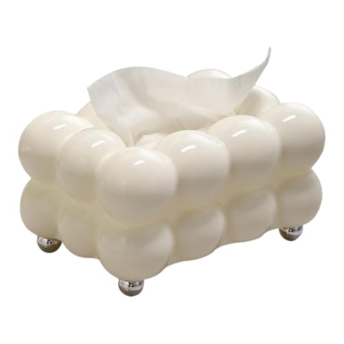 Taschentuchbox Bubble, Kosmetiktücher Box, Box Für Taschentücher, Taschentuchbox Abdeckung Mit Sohle, Gesichtspapier Organizer Spender, Creative Fun Napkin Dispenser, Mit Sohle (Weiß) von JABALUX