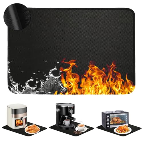 Hitzebeständige Unterlage,60 x 40cm Hitzeschutzmatte,rutschfest Hitzebeständige Matte,Wasserdicht &Feuerfeste Silikonmatte für Luftfritteuse Mikrowelle kaffeemaschine-Hitzebeständig bis zu 500°C von JABNOW