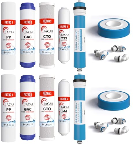 JACAR - Umkehrosmose-Filterset 5 Stufen | Kompatibel mit allen Modellen | Für Osmosefilter & Osmoseanlage | Trinkwasser- & Lebensmittelreinigung | 8 Unidad (Paquete de 2) PP von JACAR