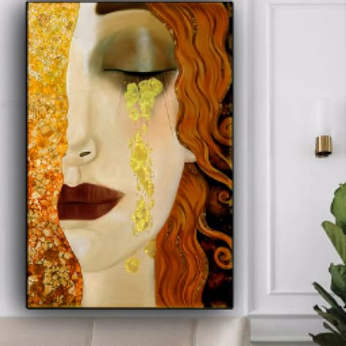 Abstraktes Gustav Klimt Goldene Tränen und Kuss Ölgemälde auf Leinwand Poster und Drucke Wandkunst Bilder für Wohnzimmer 50x70cm Rahmenlos Abstraktes Gustav Klimt Goldene Tränen und Kuss Ölgemälde auf Leinwand Poster und Drucke Wandkunst Bilder für Wohnzimmer 50x70cm Rahmenlos von JACBON