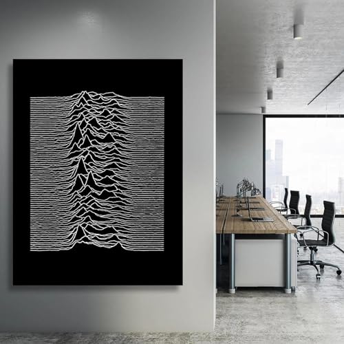 JACBON Poster und Drucke Unknown Pleasures Musikposter, Wandkunst, Bilder, Leinwandgemälde für Schlafzimmer, Heimdekoration, 60 x 90 cm (24 x 35 Zoll) Innenrahmen von JACBON