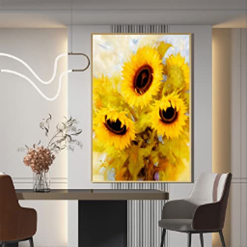 JACBON SELFLESSLY ART Sonnenblume Ölgemälde Vintage Leinwand Malerei Wandkunst Bilder Für Wohnzimmer Moderne Poster Home Decoration 60x80cm Rahmenlos von JACBON
