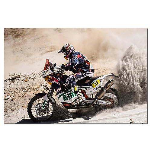 JACBON Sport Bike Motocross Rally Motorrad Leinwandgemälde Fahrzeug Poster Wandbilder Druck für Wohnzimmer Druck auf Leinwand 70 x 100 cm rahmenlos von JACBON