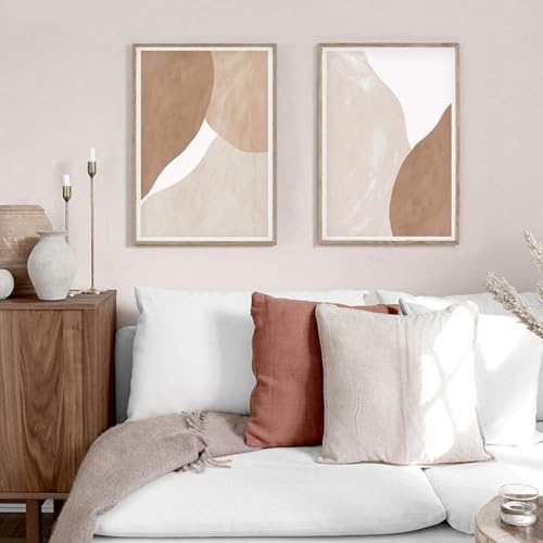 JACBON Wall Art Prints Beige Brown Abstract Geometric Canvas Painting Poster Picture for Gallery Living Room Decor(70x100cmX2/frame) von JACBON