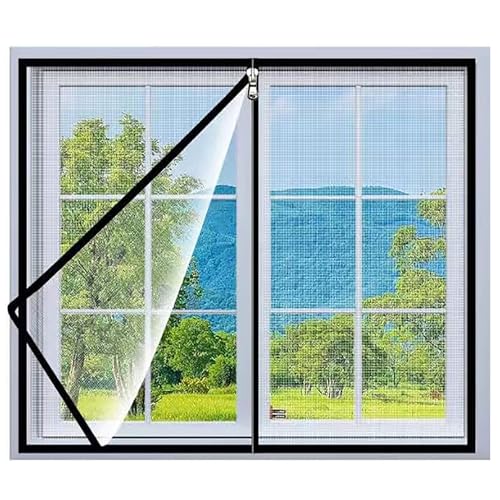 55x160cm Fliegengitter Fenster Moskitonetz Fenster Selbstklebender Fliegengitter, mit Haken und Klebeband, passend für mehrere Fenster von JACCOS