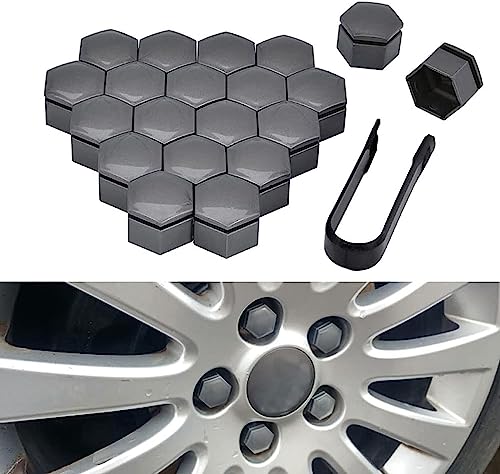 JACCOS 20 Stücke Auto Radmutterkappen für R-enault Dacia Duster,Auto Radmutterkappen Radschraubenkappen Radschrauben Schutzkappen Radmutterkappe Reifen Mutter Bolzen Zubehör,B-Grey-17mm von JACCOS