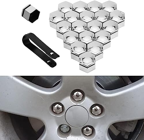 JACCOS 20 Stücke Auto Radmutterkappen für V-olvo S90 V90 XC60 XC40,Auto Radmutterkappen Radschraubenkappen Radschrauben Schutzkappen Radmutterkappe Reifen Mutter Bolzen Zubehör,C-Silver-19mm von JACCOS