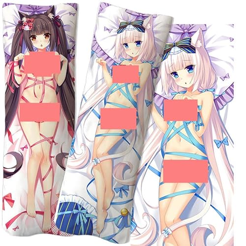 JACCOS Anime Pillowcase NEKOPARA Kissenhülle,Anime Kissenbezug Seitenschläferkissen Bezug,Doppelseitige Muster Druck Umarmungskissen Bezug,2WT-50x150CM von JACCOS