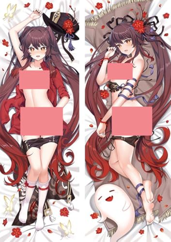 JACCOS Dakimakura Anime Pillowcase Genshin Impact Hu Tao,Anime Kissenbezug Seitenschläferkissen Bezug,Doppelseitige Muster Druck Dekokissen Umarmungskissen Bezug,2WT-60x180CM von JACCOS
