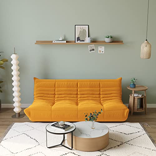 JACH 175,3 cm bequemer, fauler Bodensofa, Couch, Teddy-Samt, Mohair, Kamin Eck-Sitzsack für Erwachsene, weicher Lounge-Sitzsack mit Schaumstofffüllung, 3-Sitzer-Stuhl für Wohnzimmer, Schlafzimmer von JACH