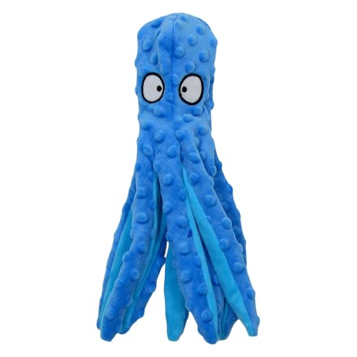 JACK AND VANILLA, Oktopus-Plüschspielzeug für Hunde, 32 cm, blau, REGT zum Spielen an, weich und strapazierfähig, mit eingebautem Quietscher, maschinenwaschbar, ideal für mittelgroße Hunde von JACK AND VANILLA