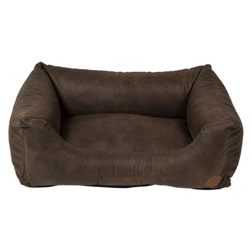 JACK AND VANILLA – JV Classy Hundesofa – Robuster und bequemer Schlafkorb für Hunde – Ähnliches Leder, Rindenfarbe, M, 80 x 60 x 25 cm von JACK AND VANILLA