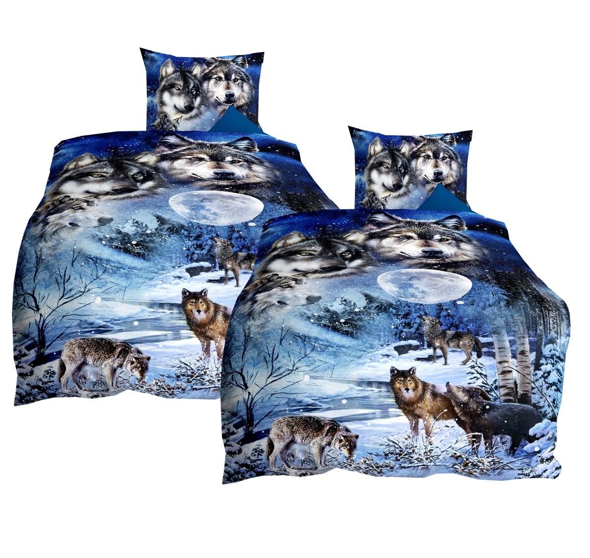 JACK Bettwäsche JACK by Kaeppel 135x200cm Wolf Wölfe Mond, Mako-Satin, 4 teilig, hochwertiger Digitaldruck mit einem eindrucksvollem Wolfmotiv JACK Bettwäsche JACK by Kaeppel 135x200cm Wolf Wölfe Mond, Mako-Satin, 4 teilig, hochwertiger Digitaldruck mit einem eindrucksvollem Wolfmotiv von JACK