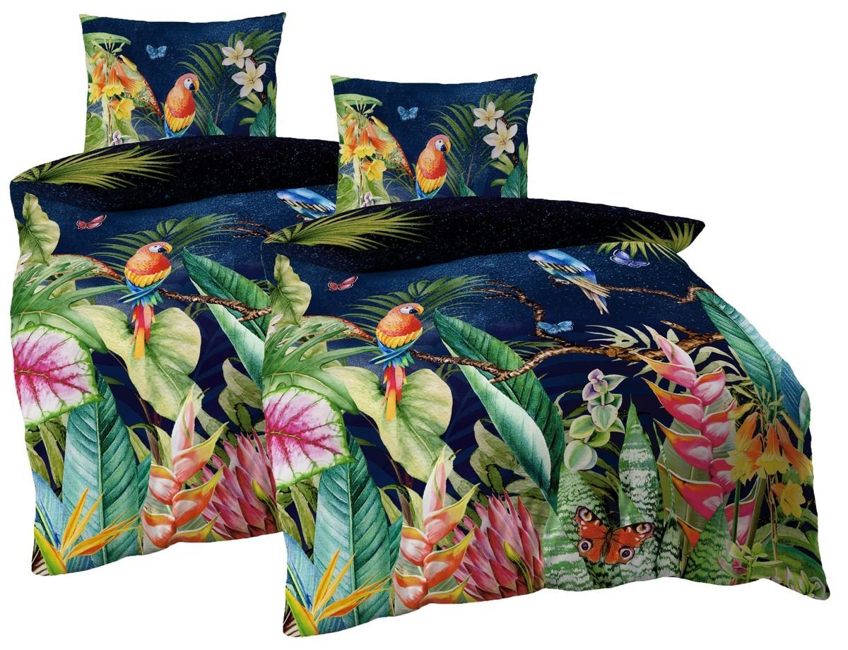 JACK Bettwäsche JACK by Kaeppel 4tlg Mako Satin Digitaldruck Bettwäsche Dschungel Bunt, Mako-Satin, 4 teilig, Partnerbettwäsche, Papagei JACK Bettwäsche JACK by Kaeppel 4tlg Mako Satin Digitaldruck Bettwäsche Dschungel Bunt, Mako-Satin, 4 teilig, Partnerbettwäsche, Papagei von JACK