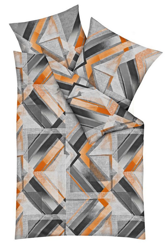 JACK Bettwäsche JACK by Kaeppel Elevate Orange Anthrazit Silber Streifen, Biber, 2 teilig, tolle Grafikmusterung, hautfreundlich JACK Bettwäsche JACK by Kaeppel Elevate Orange Anthrazit Silber Streifen, Biber, 2 teilig, tolle Grafikmusterung, hautfreundlich von JACK