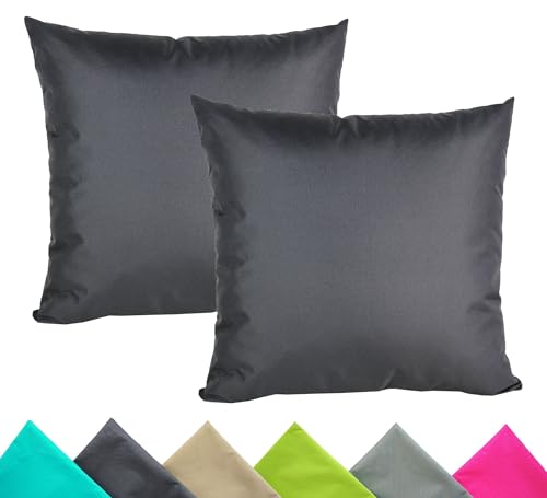 JACK 2er Set 40x40cm Outdoor Kissenhülle Kissenbezug Wasserfest Sitzkissen Lounge Kissen Garten Stuhl Lotus Effekt, Farbe:Anthrazit JACK 2er Set 40x40cm Outdoor Kissenhülle Kissenbezug Wasserfest Sitzkissen Lounge Kissen Garten Stuhl Lotus Effekt, Farbe:Anthrazit von JACK