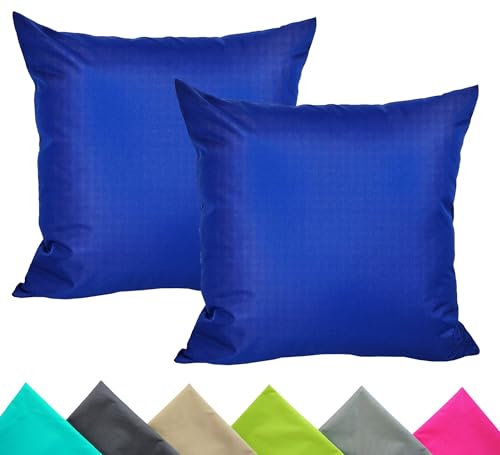 JACK 2er Set 40x40cm Outdoor Kissenhülle Kissenbezug Wasserfest Sitzkissen Lounge Kissen Garten Stuhl Lotus Effekt, Farbe:Blau von JACK