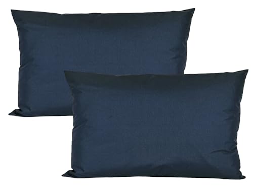 JACK 2er Set 40x60cm Outdoor Kissenhülle Kissenbezug Wasserfest Sitzkissen Lounge Kissen Garten Stuhl Lotus Effekt, Farbe:Marine von JACK