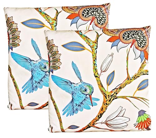 JACK 2er Set 45x45cm Motiv Outdoor Kissenhülle Kissenbezug Hülle Wasserfest Kissen Garten Stuhl Lotus Effekt, Farbe:Kolibri Blau von JACK