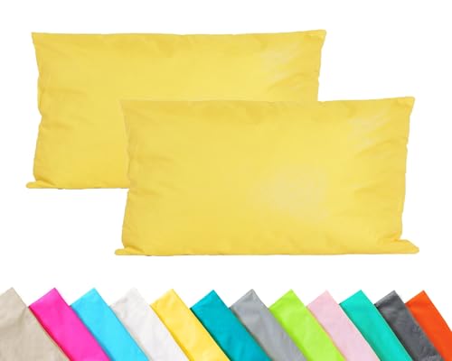 JACK 2er Set Outdoor Kissenhülle Kissenbezug 30x50cm Wasserfest Sitzkissen Lounge Kissen Garten Stuhl Lotus Effekt, Farbe:Gelb von JACK