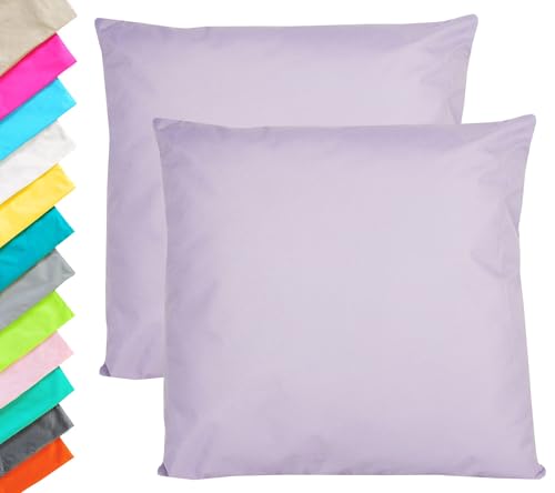 JACK 2er Set Outdoor Kissenhülle Kissenbezug 45x45cm Wasserfest Sitzkissen Lounge Kissen Garten Stuhl Lotus Effekt, Farbe:Flieder von JACK