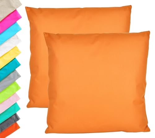 JACK 2er Set Outdoor Kissenhülle Kissenbezug 45x45cm Wasserfest Sitzkissen Lounge Kissen Garten Stuhl Lotus Effekt, Farbe:Orange von JACK