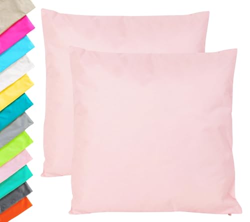 JACK 2er Set Outdoor Kissenhülle Kissenbezug 45x45cm Wasserfest Sitzkissen Lounge Kissen Garten Stuhl Lotus Effekt, Farbe:Rosa von JACK