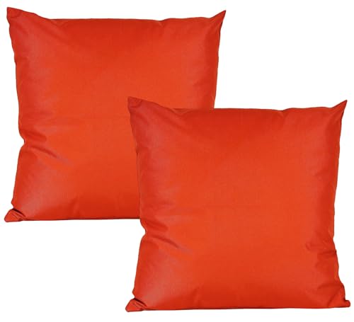 JACK 2er Set Outdoor Kissenhülle Kissenbezug 50x50cm Wasserfest Sitzkissen Lounge Kissen Garten Stuhl Lotus Effekt, Farbe:Orange von JACK