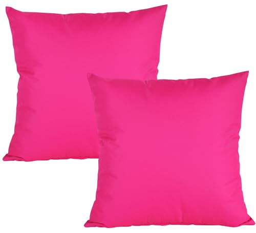JACK 2er Set Outdoor Kissenhülle Kissenbezug 50x50cm Wasserfest Sitzkissen Lounge Kissen Garten Stuhl Lotus Effekt, Farbe:Pink von JACK