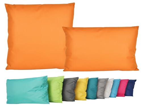JACK 2er Set Outdoor Lounge Kissen Set 45x45cm + 30x50cm Dekokissen Inkl. Füllung Wasserfest Sitzkissen Garten Lotus Effekt, Farbe:Orange JACK 2er Set Outdoor Lounge Kissen Set 45x45cm + 30x50cm Dekokissen Inkl. Füllung Wasserfest Sitzkissen Garten Lotus Effekt, Farbe:Orange von JACK