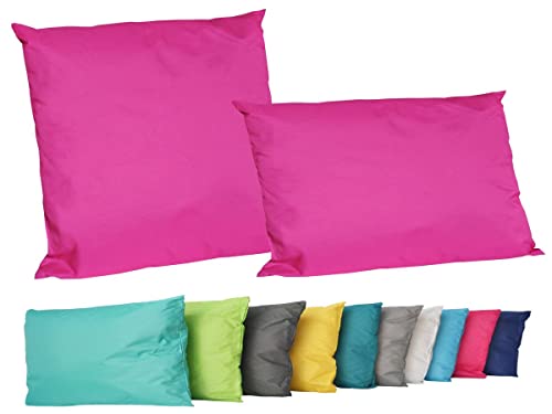 JACK 2er Set Outdoor Lounge Kissen Set 45x45cm + 30x50cm Dekokissen Inkl. Füllung Wasserfest Sitzkissen Garten Lotus Effekt, Farbe:Pink von JACK