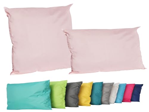 JACK 2er Set Outdoor Lounge Kissen Set 45x45cm + 30x50cm Dekokissen Inkl. Füllung Wasserfest Sitzkissen Garten Lotus Effekt, Farbe:Rosa von JACK