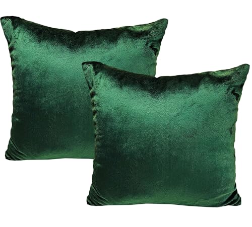 JACK 2er Set Teddy Flausch Kissenhülle Kissenbezug Dekokissen flauschig kuschlig weich, Farbe:Grün, Größe:50 x 50 cm von JACK